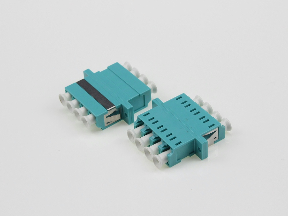 電信級 LC OM3 4聯(lián) 有耳光纖適配器，法蘭