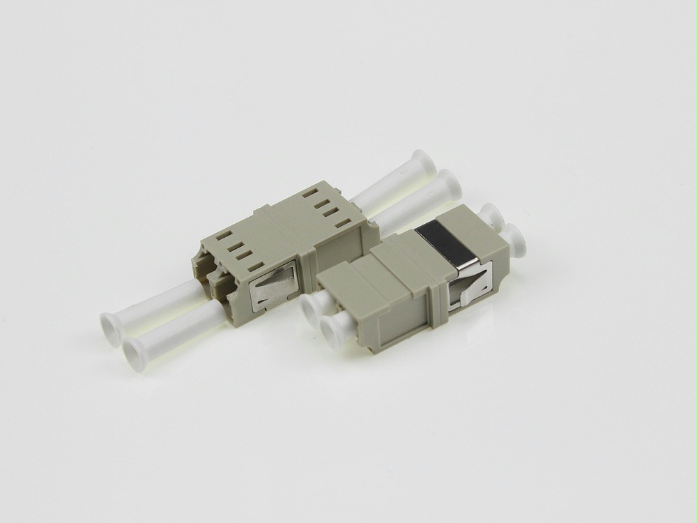 LC MM 雙工 米色 無(wú)耳光纖適配器，法蘭盤(pán)