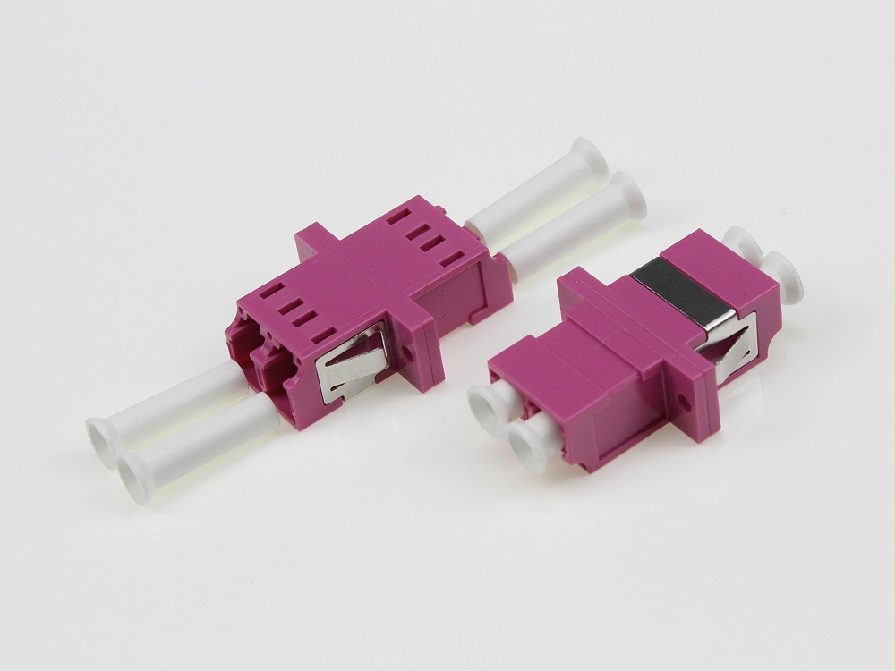 電信級 LC OM4 DX 有耳光纖適配器，法蘭盤